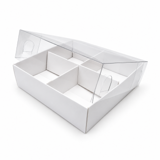 4-Compartment Box with Clear Lid - 4" x 4" x 1.18"
