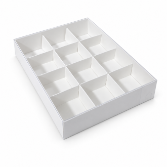 White 12-Compartment Gift Box with Clear Lid - 6" x 8" x 1.25"