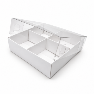 4-Compartment Box with Clear Lid - 4.72" x 4.72" x 1.18"