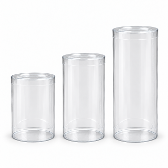 8 cm diameter cylinder boxes, three heights