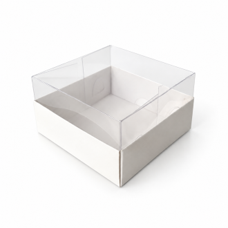 White Cardboard Gift Box with Clear Lid - 2.36" x 2.36" x 1.38"