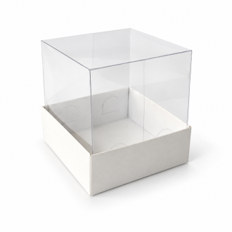 White Cardboard Gift Box with Clear Lid - 3.15" x 3.15" x 3.15"