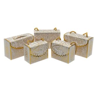 Luxurious Gold & White Floral Gift Boxes - 3.5" x 1.77" x 2.75" - Other Sizes Available