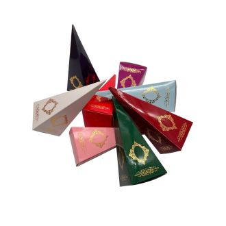 Gold Foil Pyramid Favor Boxes - Elegant Party Gift Packaging, Pack of 25 - color overview
