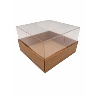  Kraft Cardboard Box with Clear Lid 4.72x4.72x3.35"