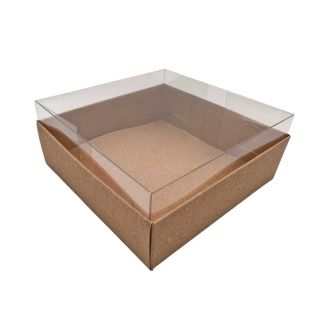  Kraft Cardboard Box with Clear Lid 2.36x2.36x0.98"