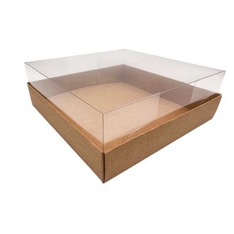 Kraft Cardboard Box with Clear Lid 5.91x7.87x1.97"