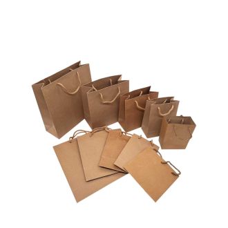 Kraft Brown Gift Bags with Twisted Rope Handles – Rustic Eco-Friendly Packaging  Set of 25 - 10" x 10" x 3.5" - Other Sizes Available