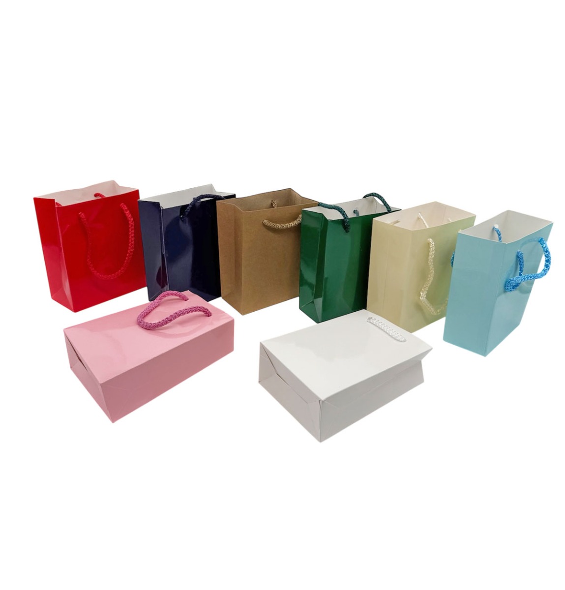 Glossy gift bags with rope handles — 8 colors