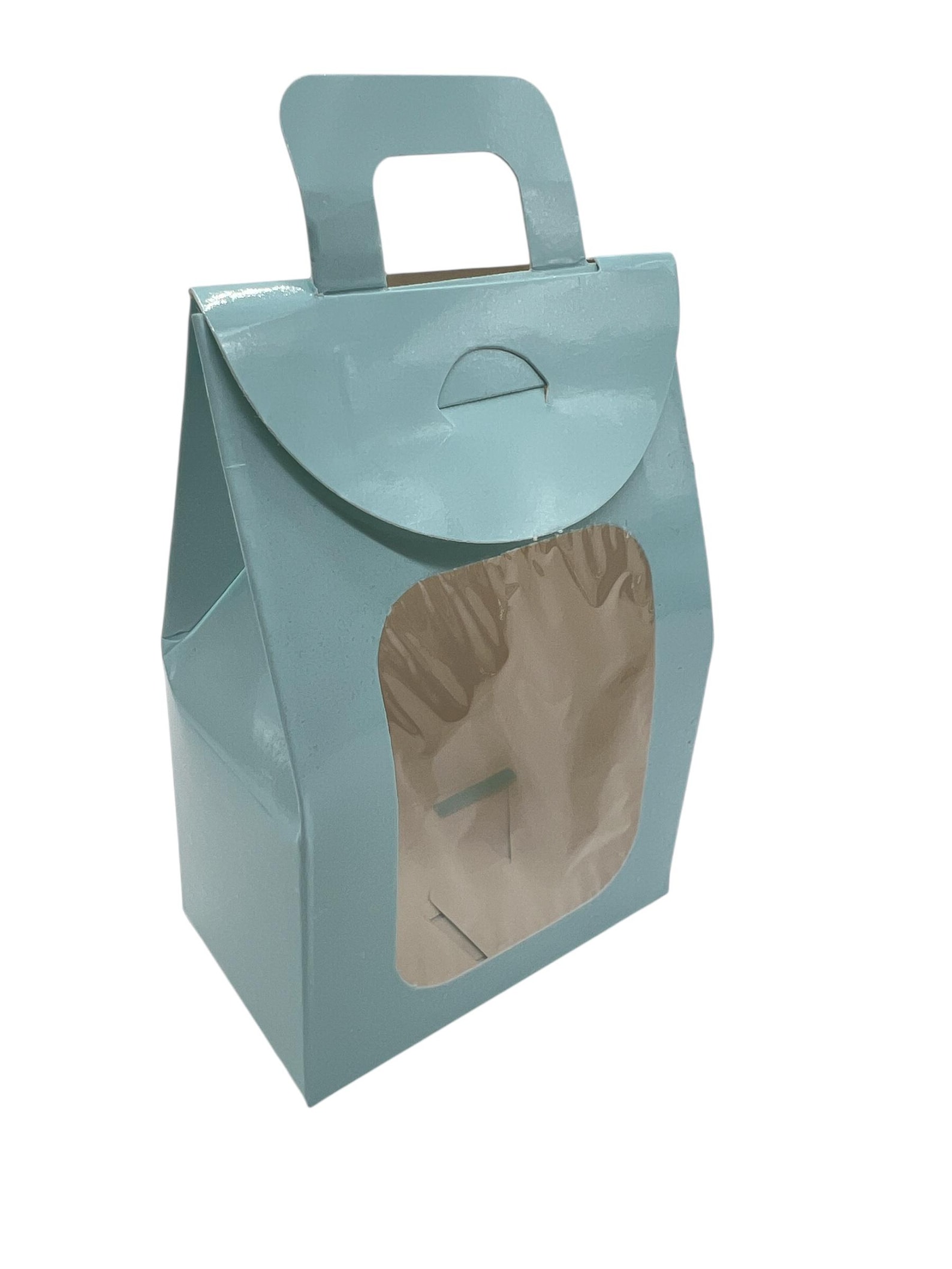 Blue window gift box with handle