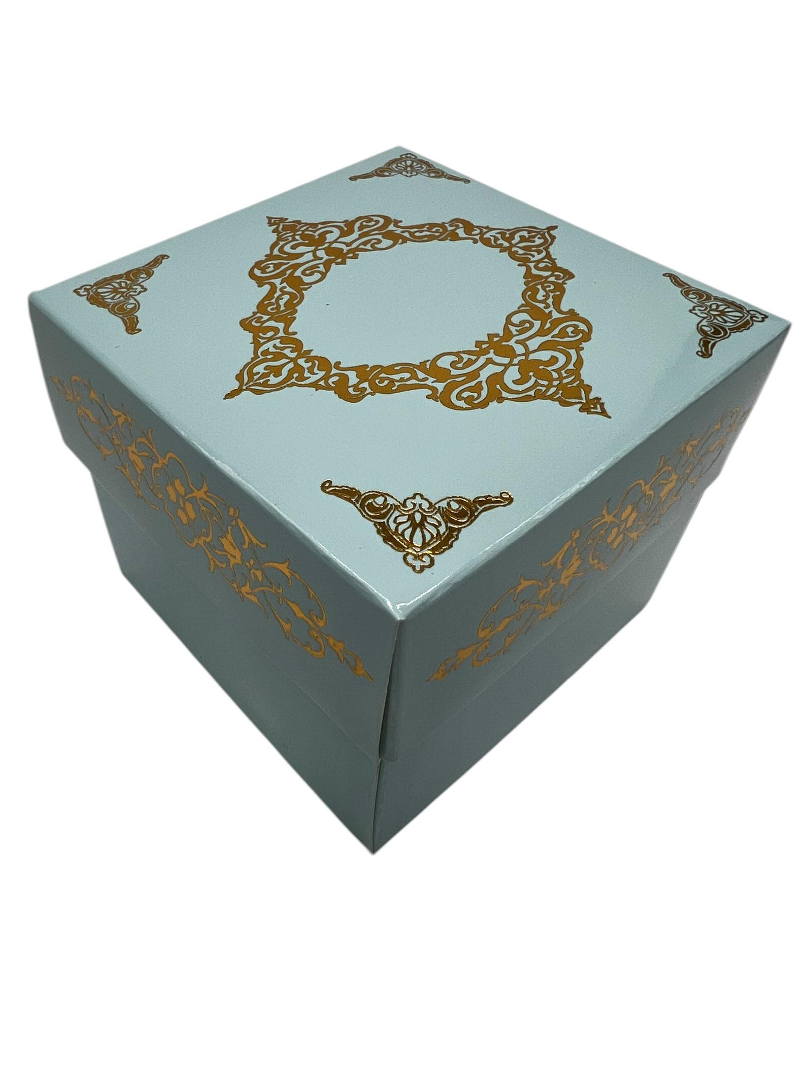 Blue gold foil square gift box