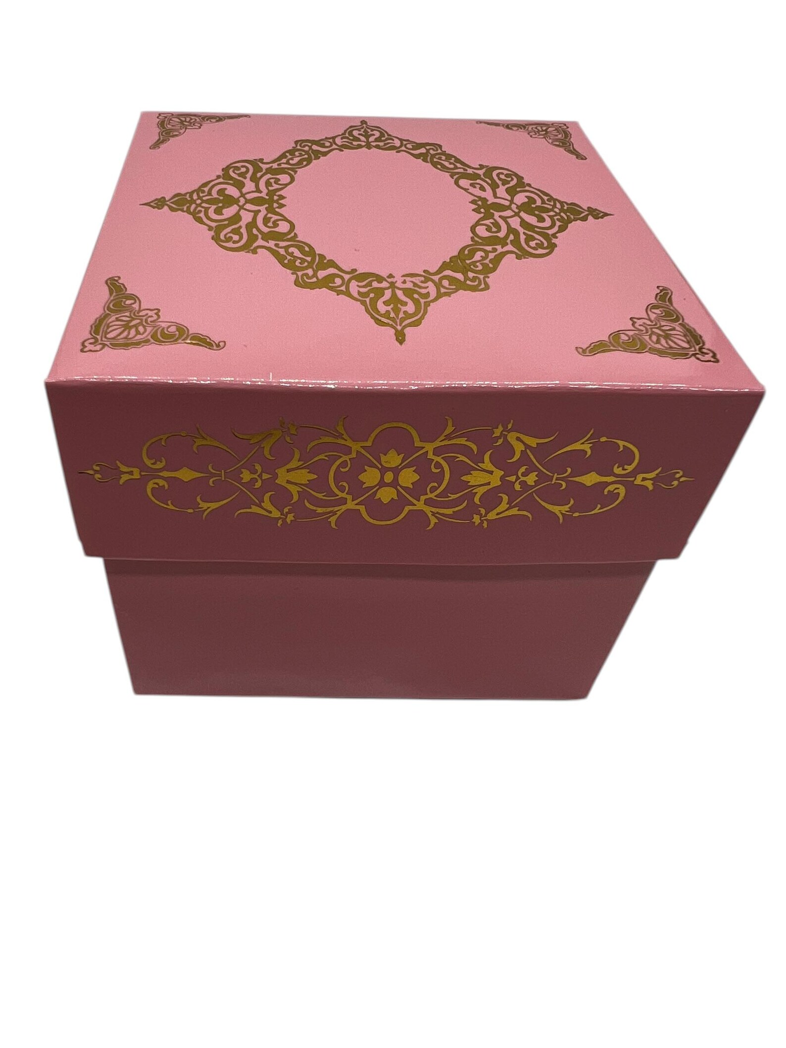 Pink gold foil square gift box
