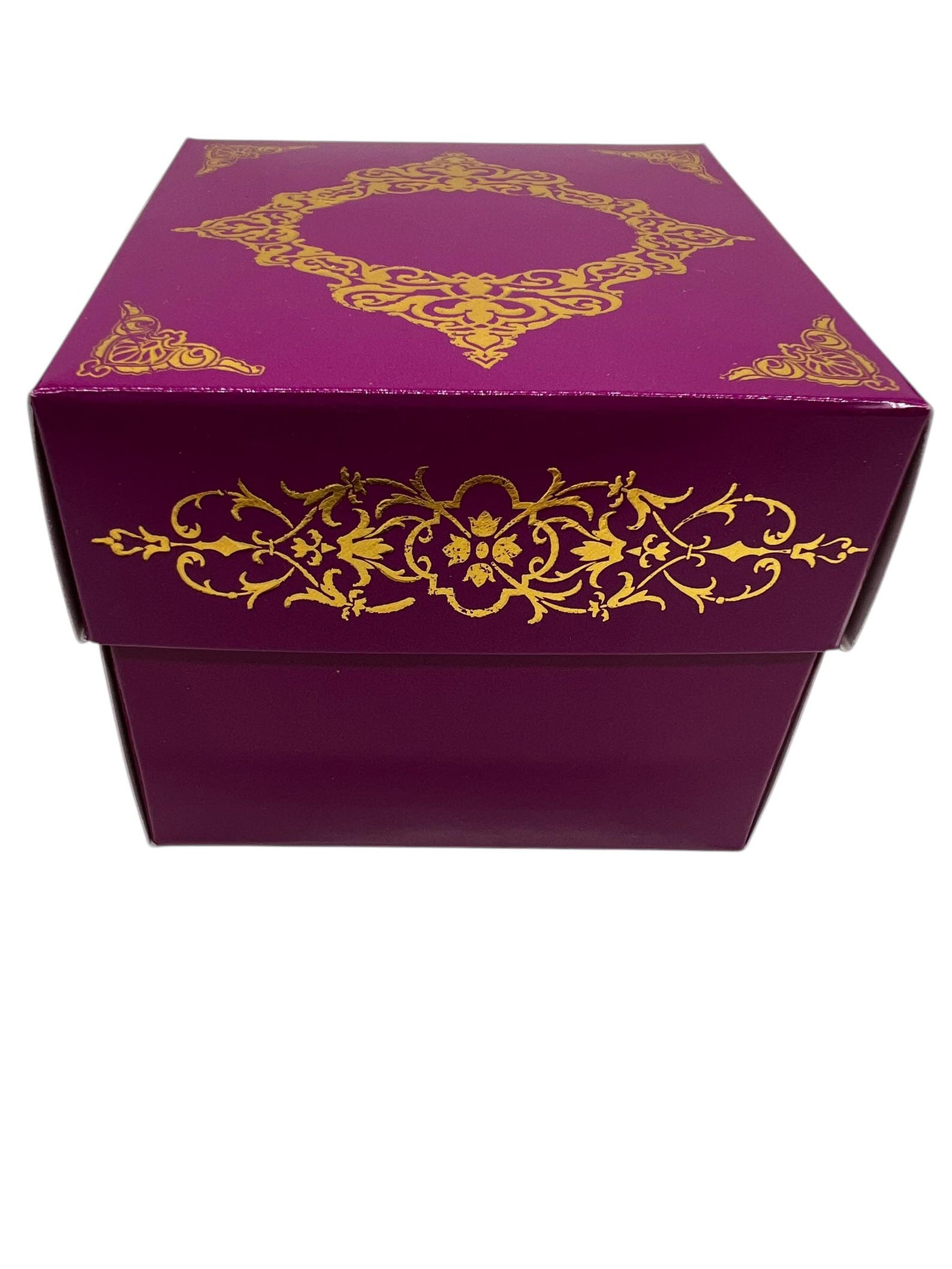 Purple gold foil square gift box