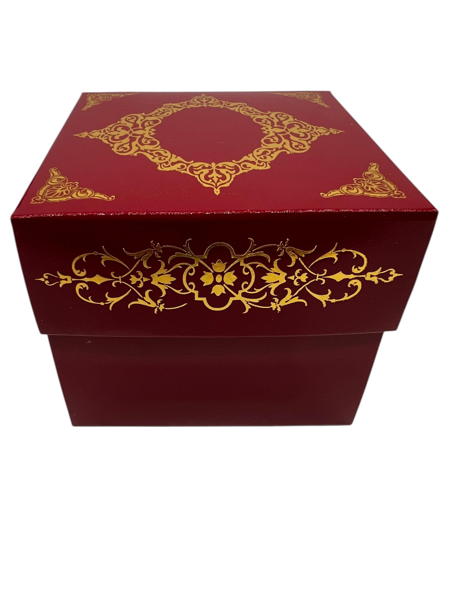 Burgundy gold foil square gift box