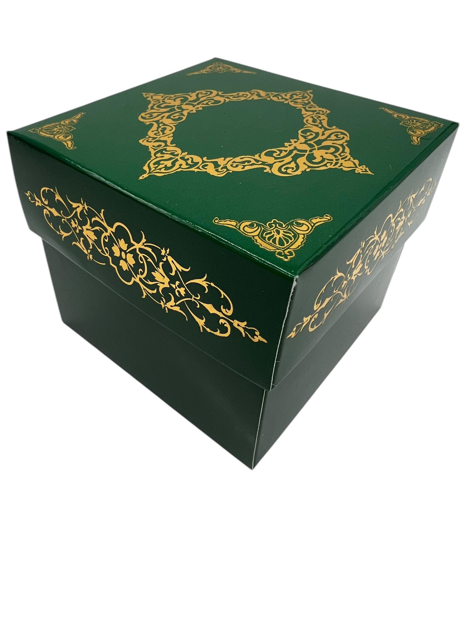 Green gold foil square gift box