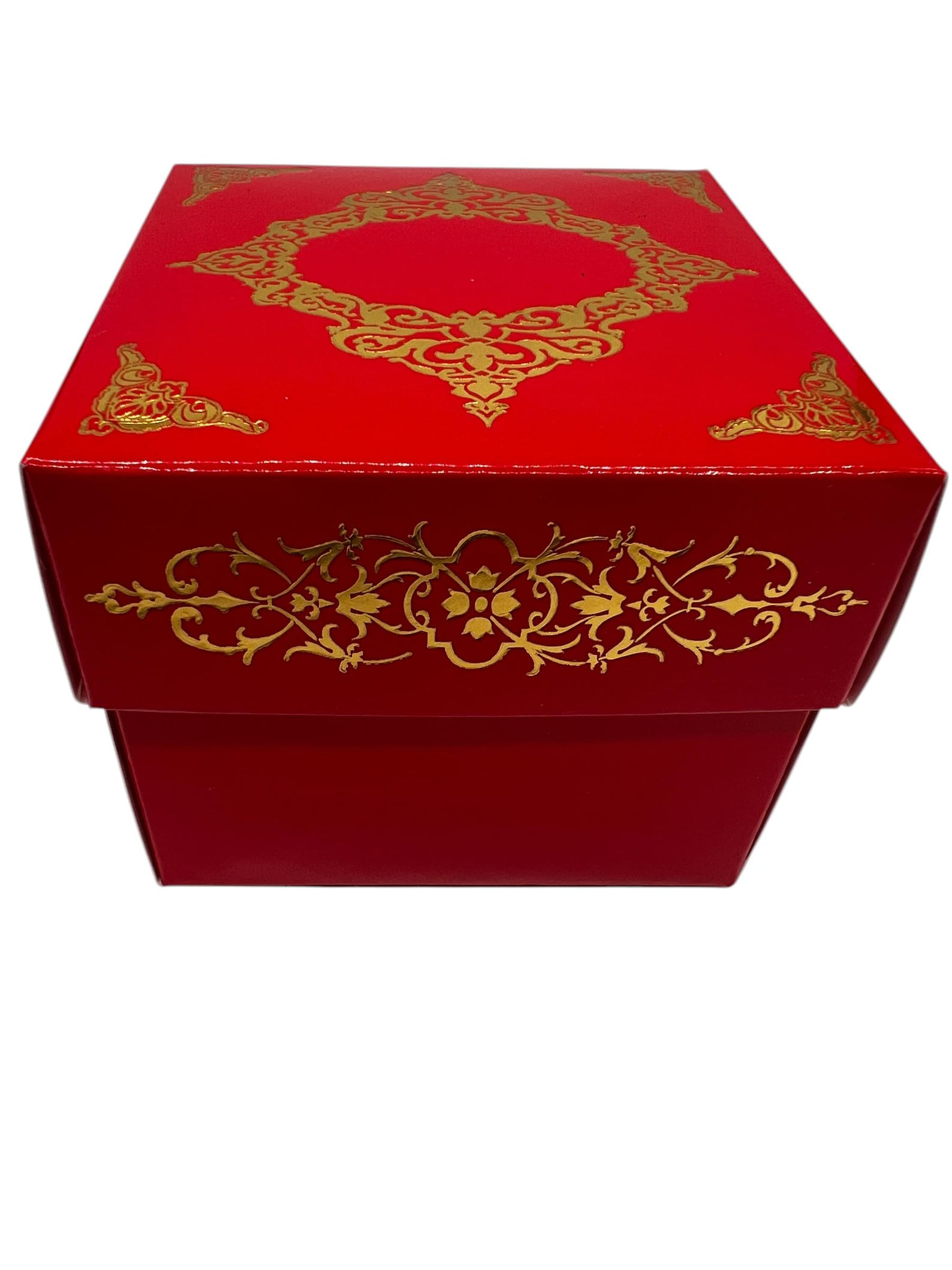 Red gold foil square gift box