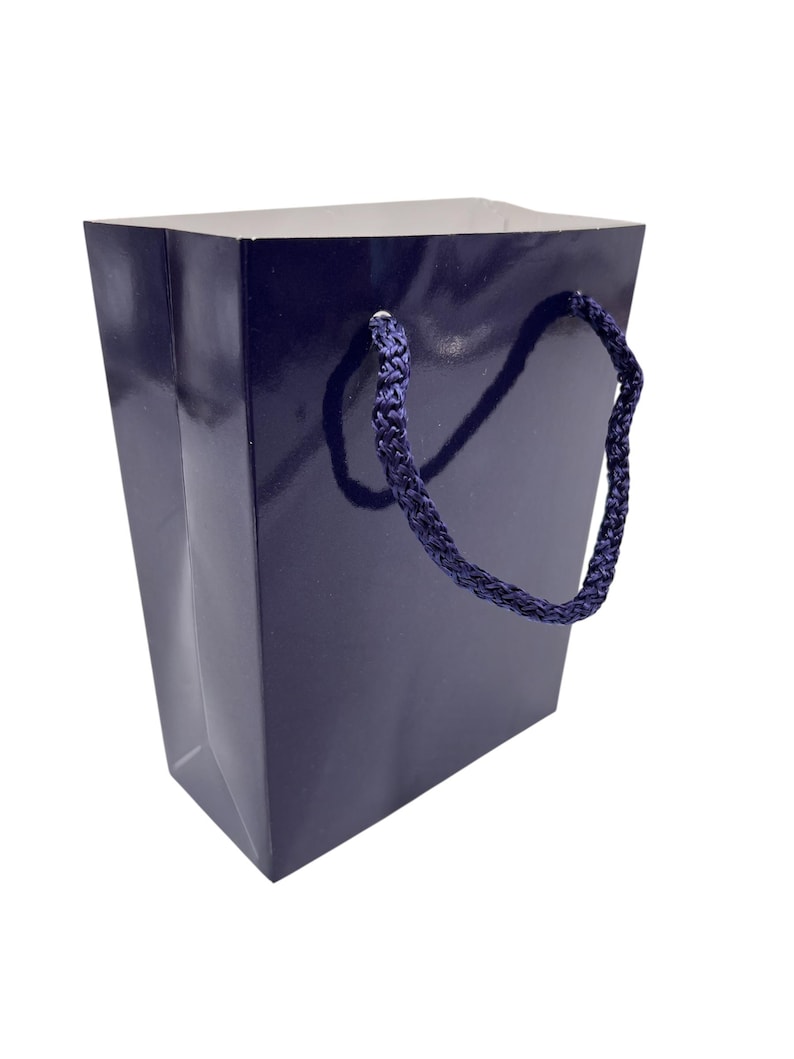 Navy gift bag with rope handles — 10 x 14 x 5 cm