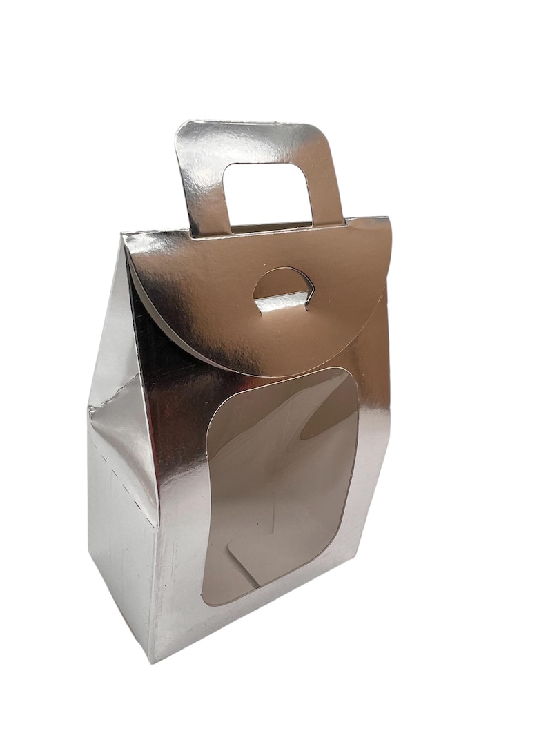 Silver window gift box with handle