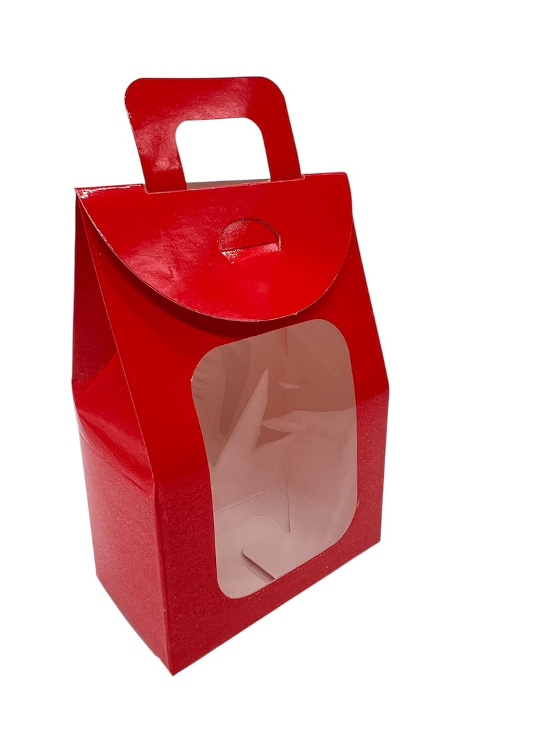 Red window gift box with handle