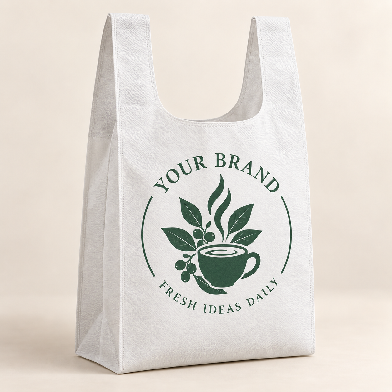 Illustrative one-color custom printed shopping bag