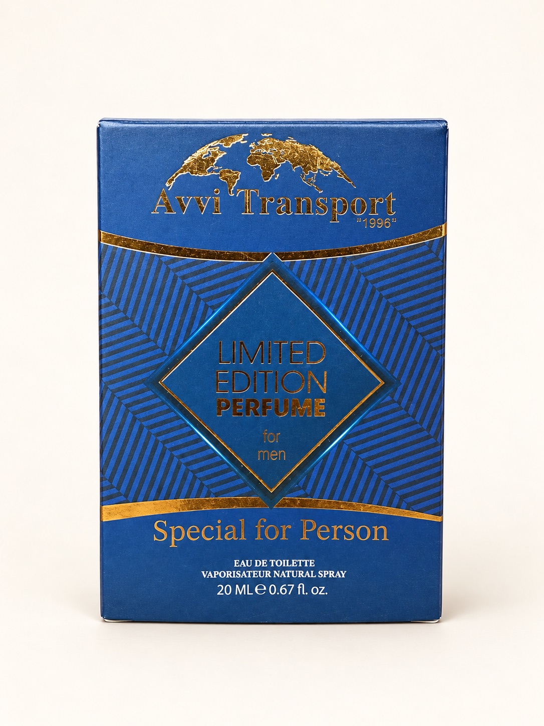 Blue and gold printed box example