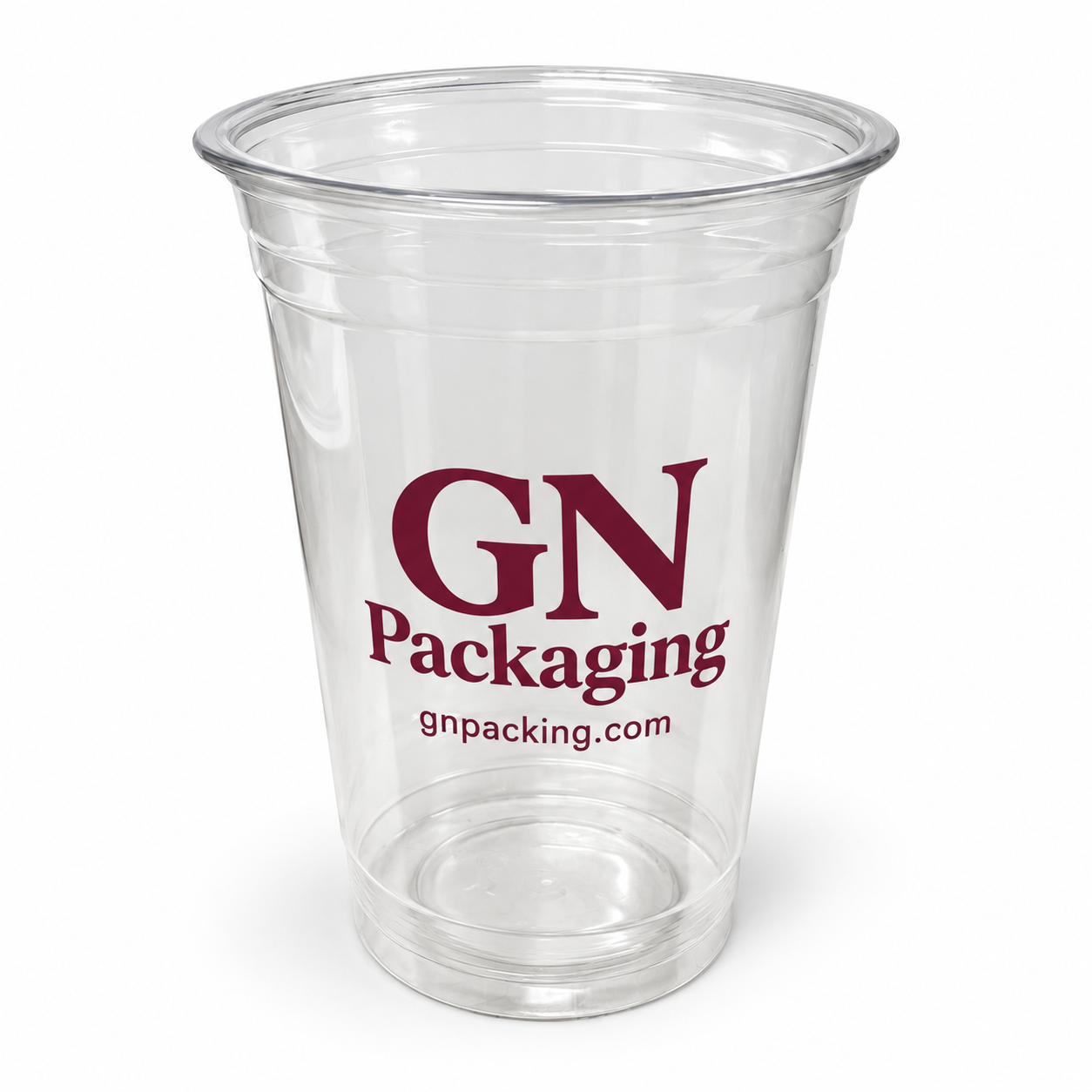Custom clear cold cup print example: Packaging logo — front view