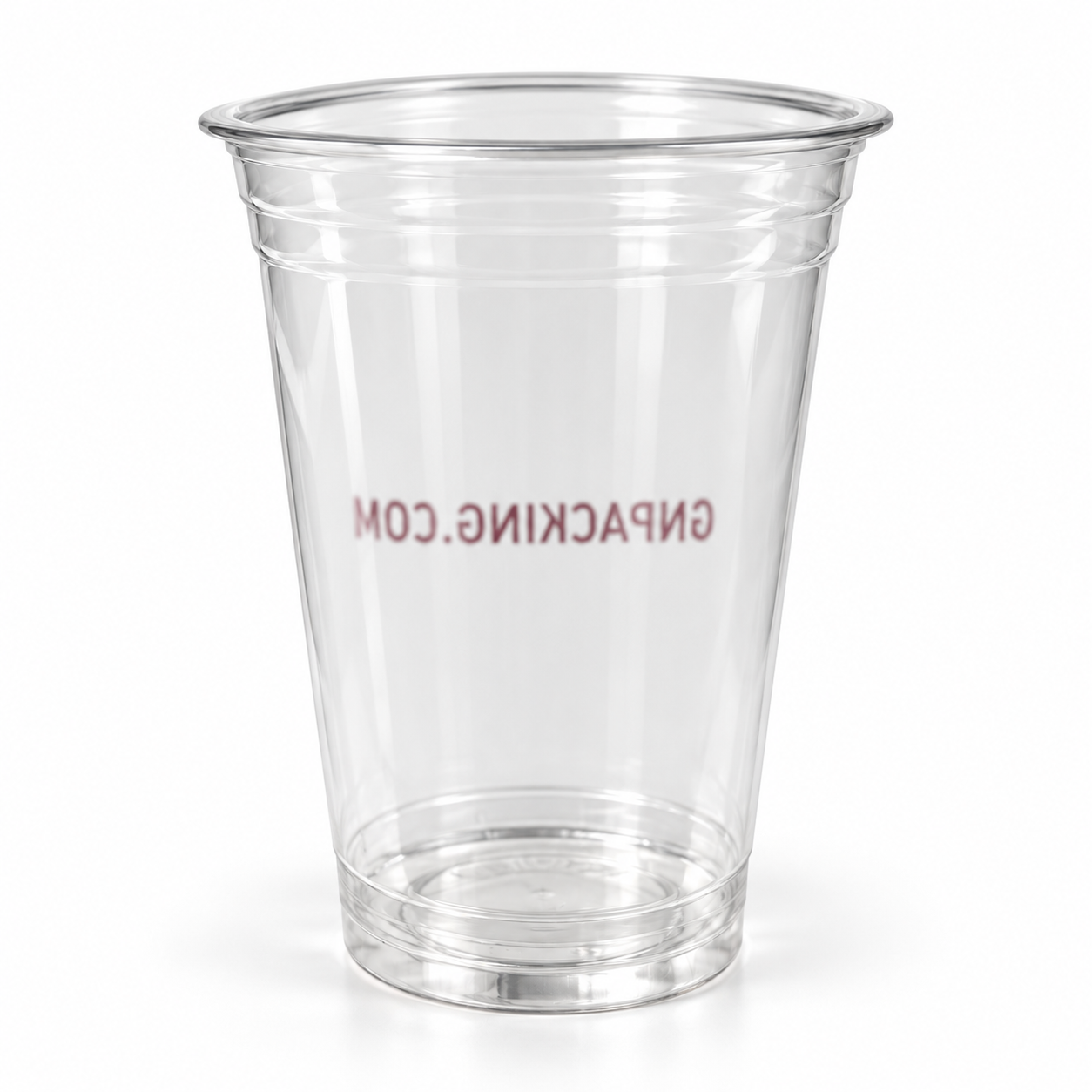 Custom clear cold cup print example: Website print — back view